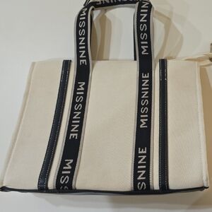 Cream and Black Men's Bag